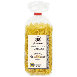 U SAVEURS Pâtes Torsade IGP d'Alsace aux oeufs -Sachet 250g