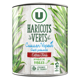 U Haricots verts extra fins Cuisson vapeur - Boîte de 440g net égoutté