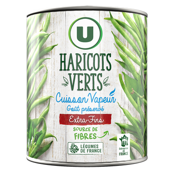U Haricots verts extra fins Cuisson vapeur - Boîte de 440g net égoutté