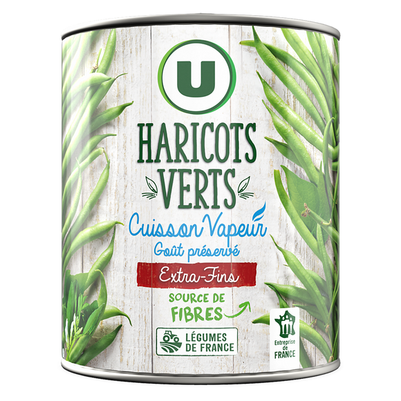 U Haricots verts extra fins Cuisson vapeur - Boîte de 440g net égoutté