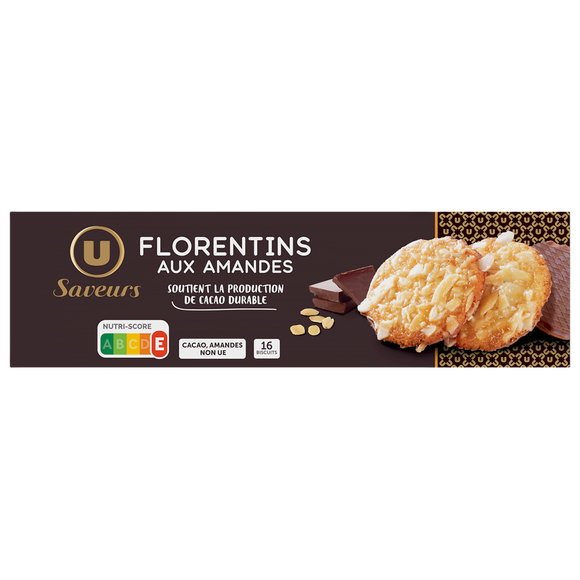 U SAVEURS Biscuits florentins chocolat au lait 100g