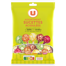 U Sucettes acidulées fruit/cola 180G