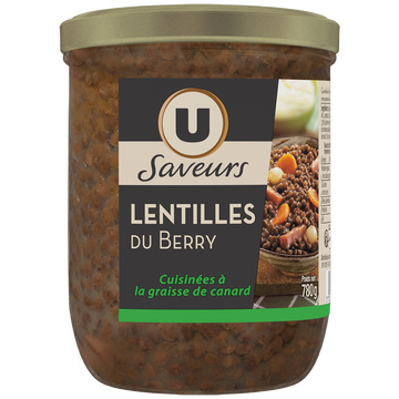 U SAVEURS Lentilles de berry cuisinées à la graisse canard 780g