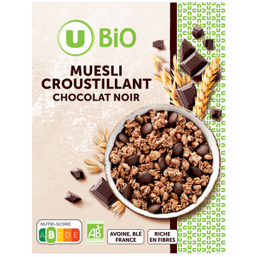 U BIO Céréales Muesli croustillant au chocolat noir 500G