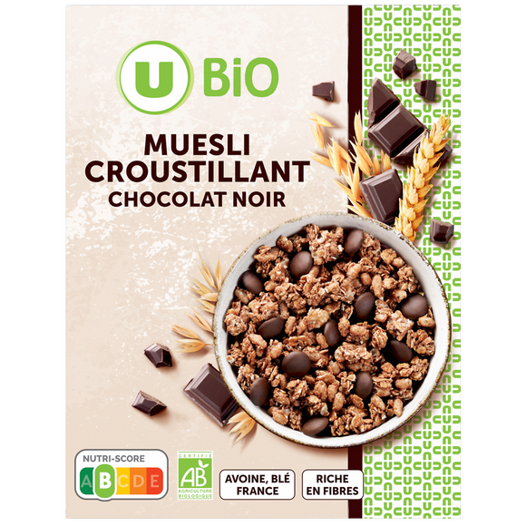 U BIO Céréales Muesli croustillant au chocolat noir 500G