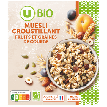 U BIO Muesli croustillant fruits secs et graines de courge - 500g
