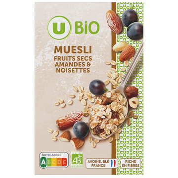 U BIO Céréales Muesli fruits secs amandes et noisettes 500g