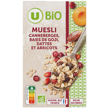 U BIO Céréales Muesli canneberges baies de goji dattes abricots 375g