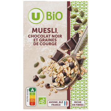 U BIO Müesli floconneux chocolat noir et graines de courge  375g