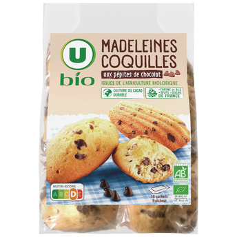 U BIO Madeleines coquilles pépites de chocolat 250g