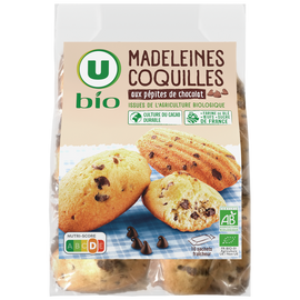 U BIO Madeleines coquilles pépites de chocolat 250g