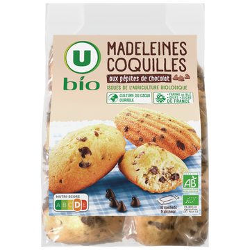 U BIO Madeleines coquilles pépites de chocolat 250g