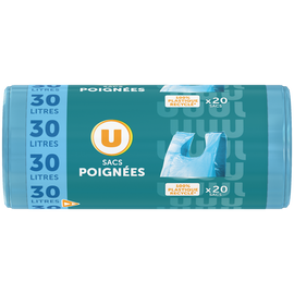 U Sacs poubelle à poignées 30 litres x20