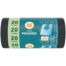U Sacs poubelle à poignées multi-usages 30 x 20 litres