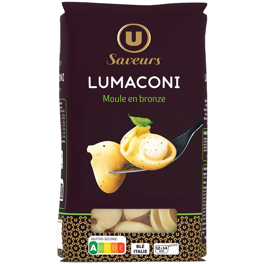 U SAVEURS Pâtes Lumaconi nature  sachet 400g
