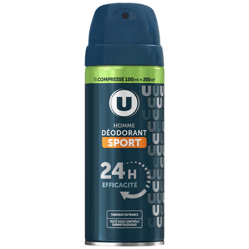 U Déodorant compressé homme sport 24h, 100ml