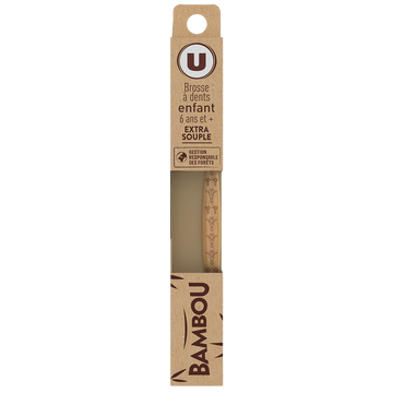 U Brosse à dents bambou enfant extra souple 97% naturel x1