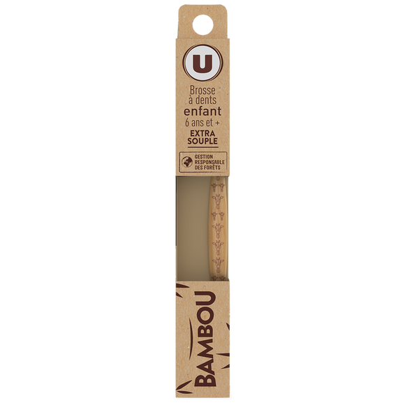 U Brosse à dents bambou enfant extra souple 97% naturel x1