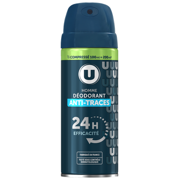 U Déodorant compressé homme anti-traces 24h, 100ml