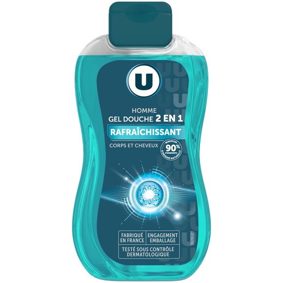 U Gel douche homme rafraîchissant 2en1 - flacon 250ml