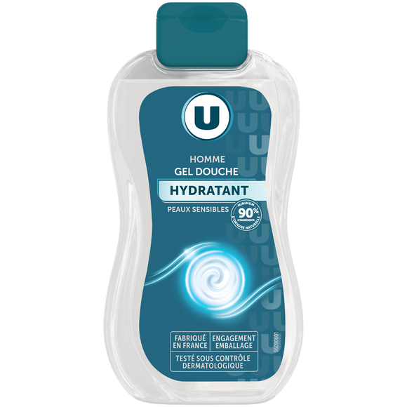 U Gel douche homme Peaux sensibles, hydratant - 250ml
