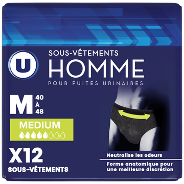 U Sous-vêtements incontinence homme médium x12