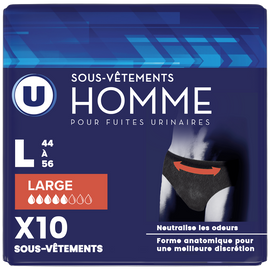 U Sous-vêtements incontinence homme - Taille L - x10