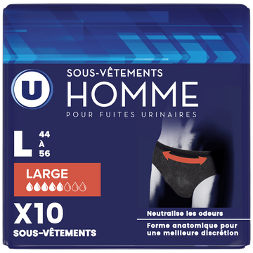 U Sous-vêtements incontinence homme - Taille L - x10