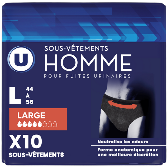 U Sous-vêtements incontinence homme - Taille L - x10