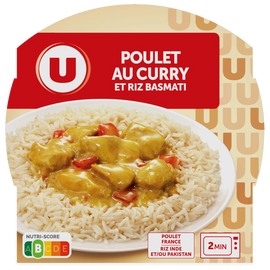 U Emincé de poulet au curry et riz barquette 300g