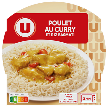 U Emincé de poulet au curry et riz barquette 300g