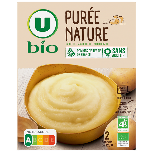 U BIO Purée nature, 2 sachets de 125g soit 250g