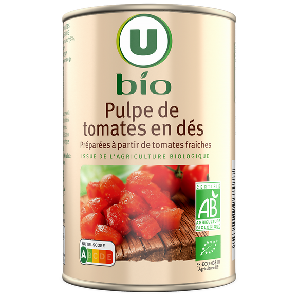 U BIO Pulpe de tomates en dés - Boîte 400g