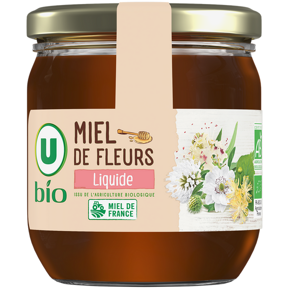 U BIO Miel de fleurs liquide bio - Pot verre 250g