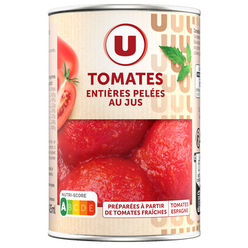 U Tomates entières pelées au jus  - Boîte de 238g net égoutté
