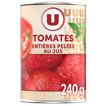 U Tomates entières pelées au jus - Boîte de 238g net égoutté