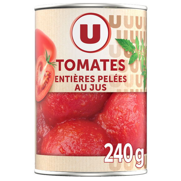 U Tomates entières pelées au jus - Boîte de 238g net égoutté