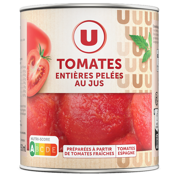 U Tomates entières pelées au jus - Boîte 476g