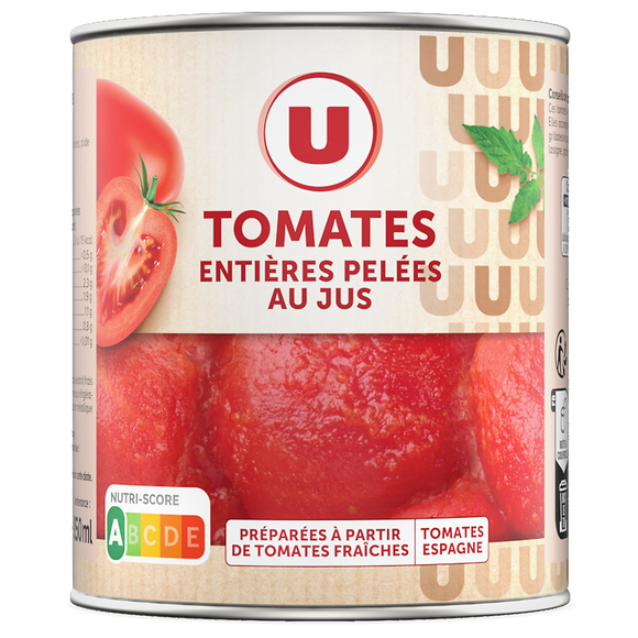 U Tomates entières pelées au jus - Boîte 476g