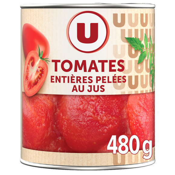 U Tomates entières pelées au jus - Boîte 476g