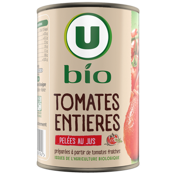 U BIO Tomates entières pelées boîte 1/2 238g