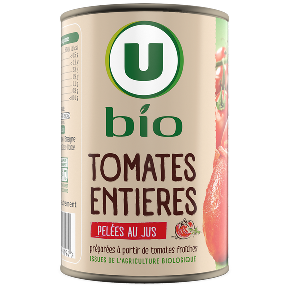 U BIO Tomates entières pelées boîte 1/2 238g