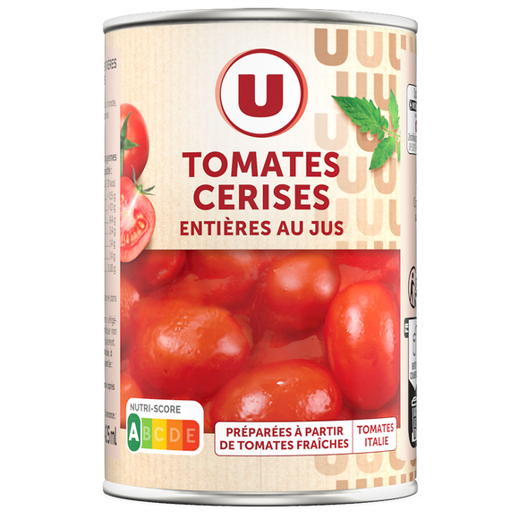 U Tomates cerises entières au jus - Boîte de 240g net égoutté