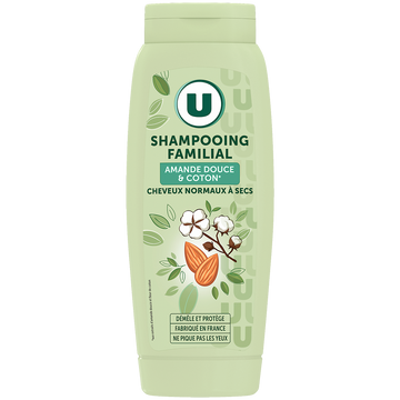 U Shampooing Cheveux normaux à secs, amande douce & coton - 500ml