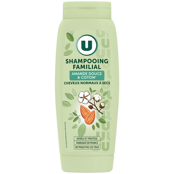 U Shampooing Cheveux normaux à secs, amande douce & coton - 500ml