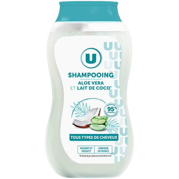 U Shampooing Tous types de cheveux, lait de coco & aloe vera - 250ml
