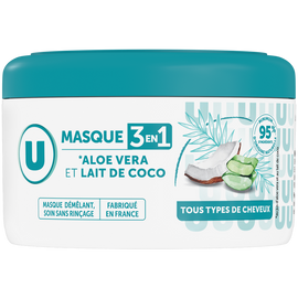 U Masque capillaire 3en1 Tous types de cheveux,  lait coco & aloe vera -400ml