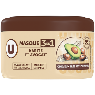 U Masque capillaire 3en1 Cheveux très secs ou frisés, karité & avocat -400ml