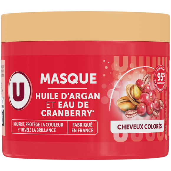 U Masque capillaire Cheveux colorés huile argan & cranberry - 300ml
