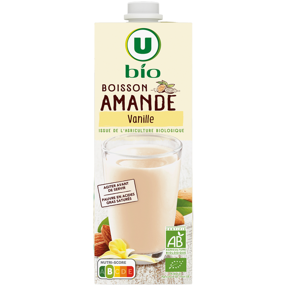U BIO Boisson végétale amande saveur vanille brique 1 litre